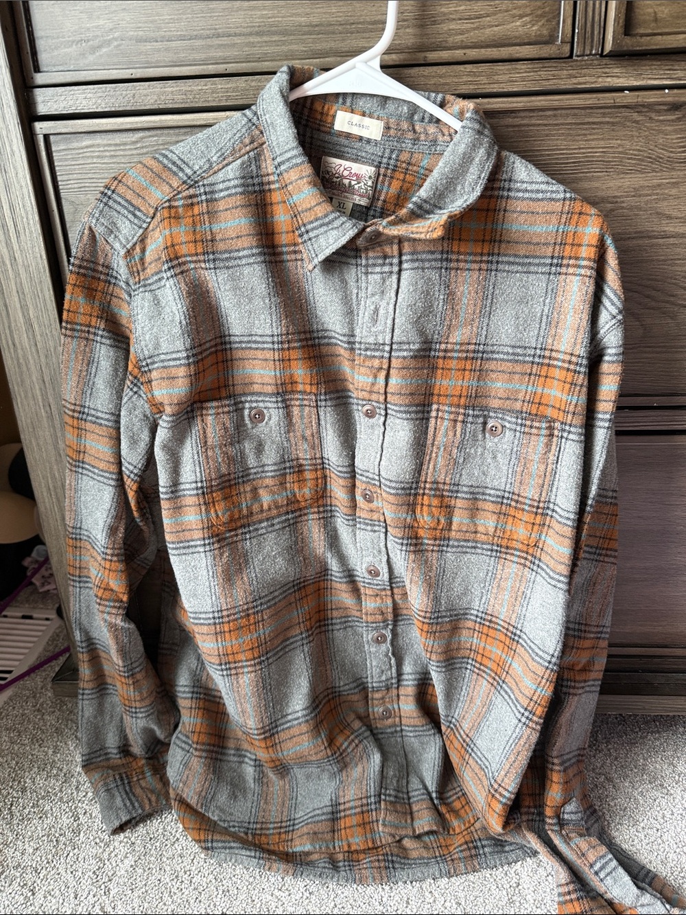 J CrewClassic Plaid Men's Button-Up Shirt — Gray & Orange